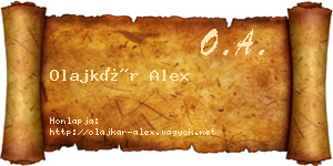 Olajkár Alex névjegykártya